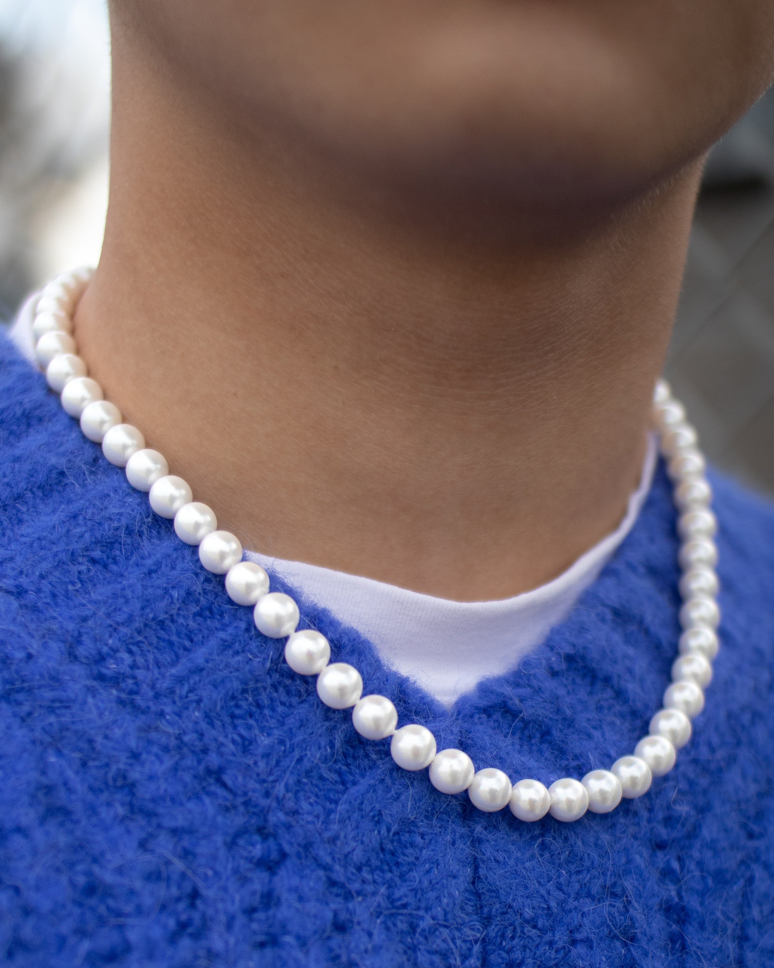 Pearl necklace coquille pearl white 