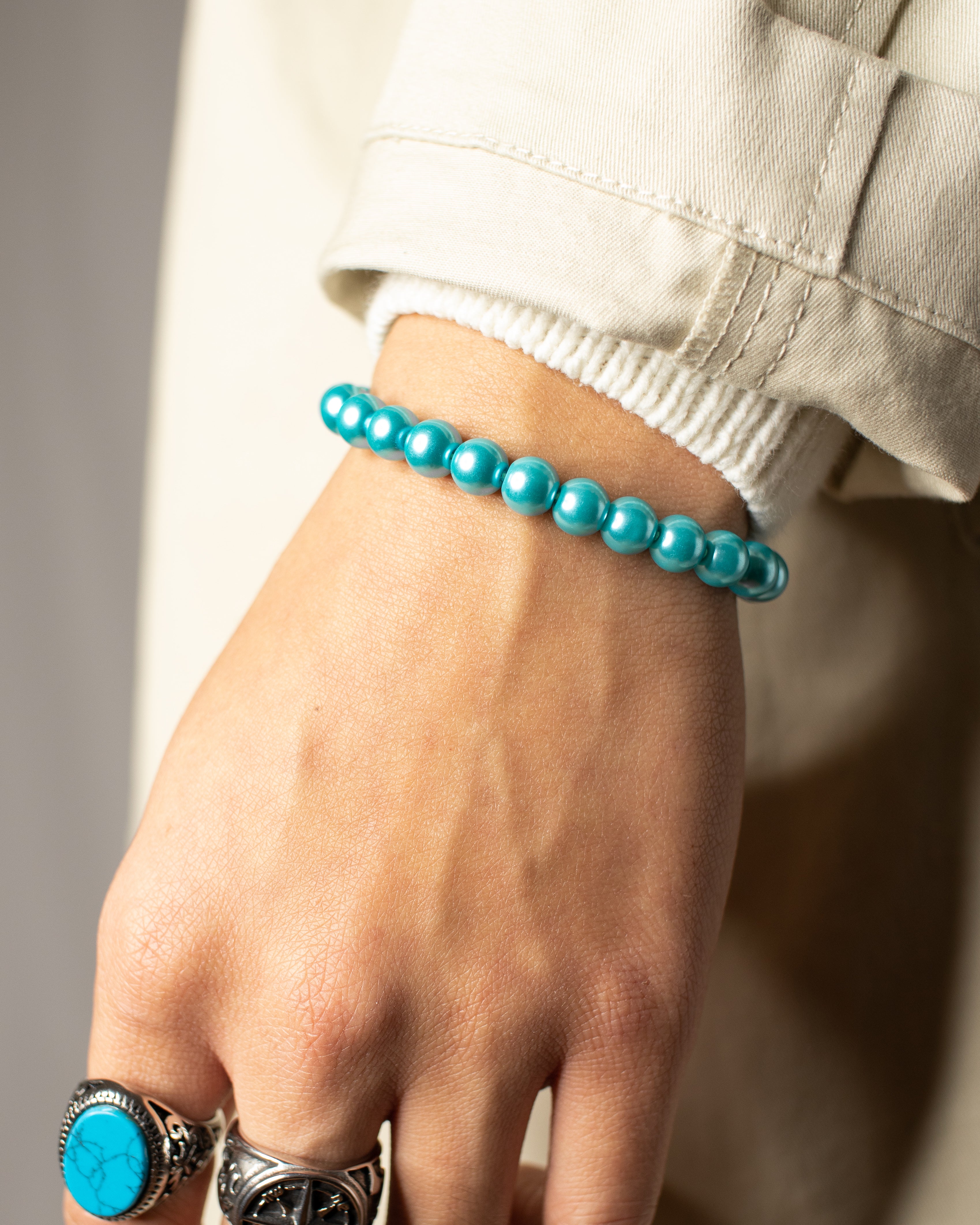 Beaded bracelet caviar turquoise 