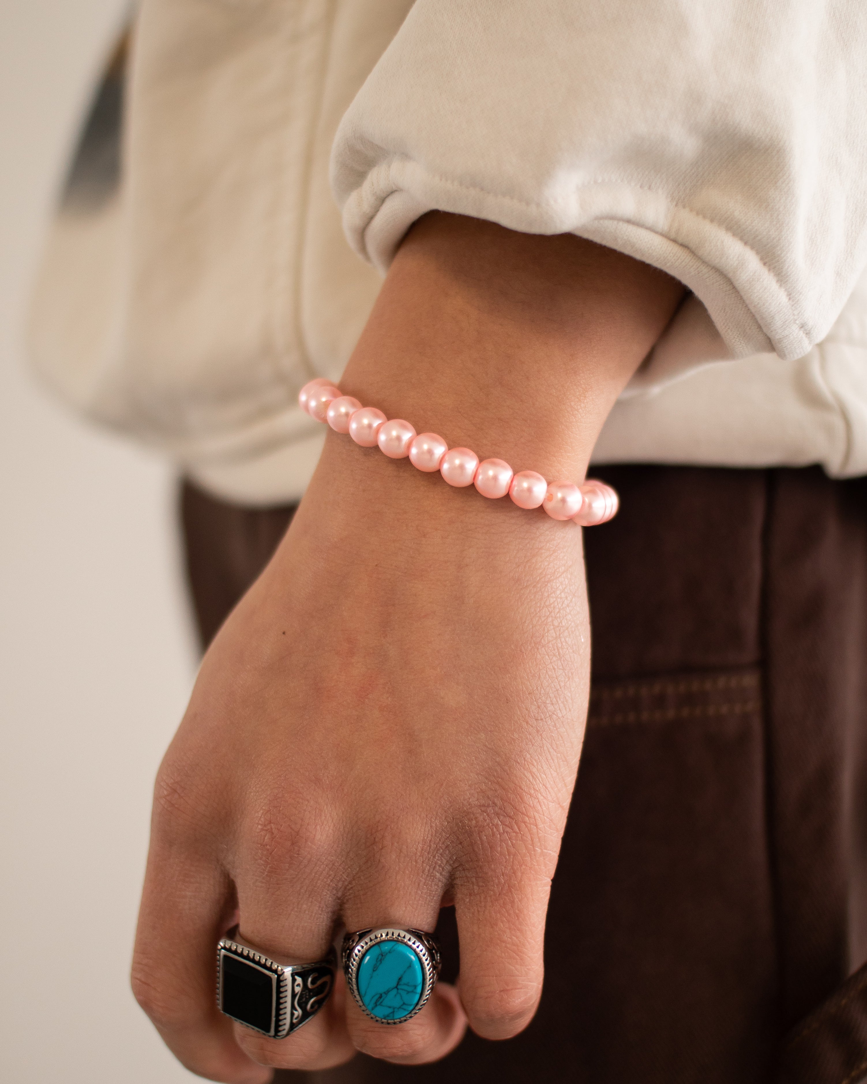 Beaded bracelet caviar pink 