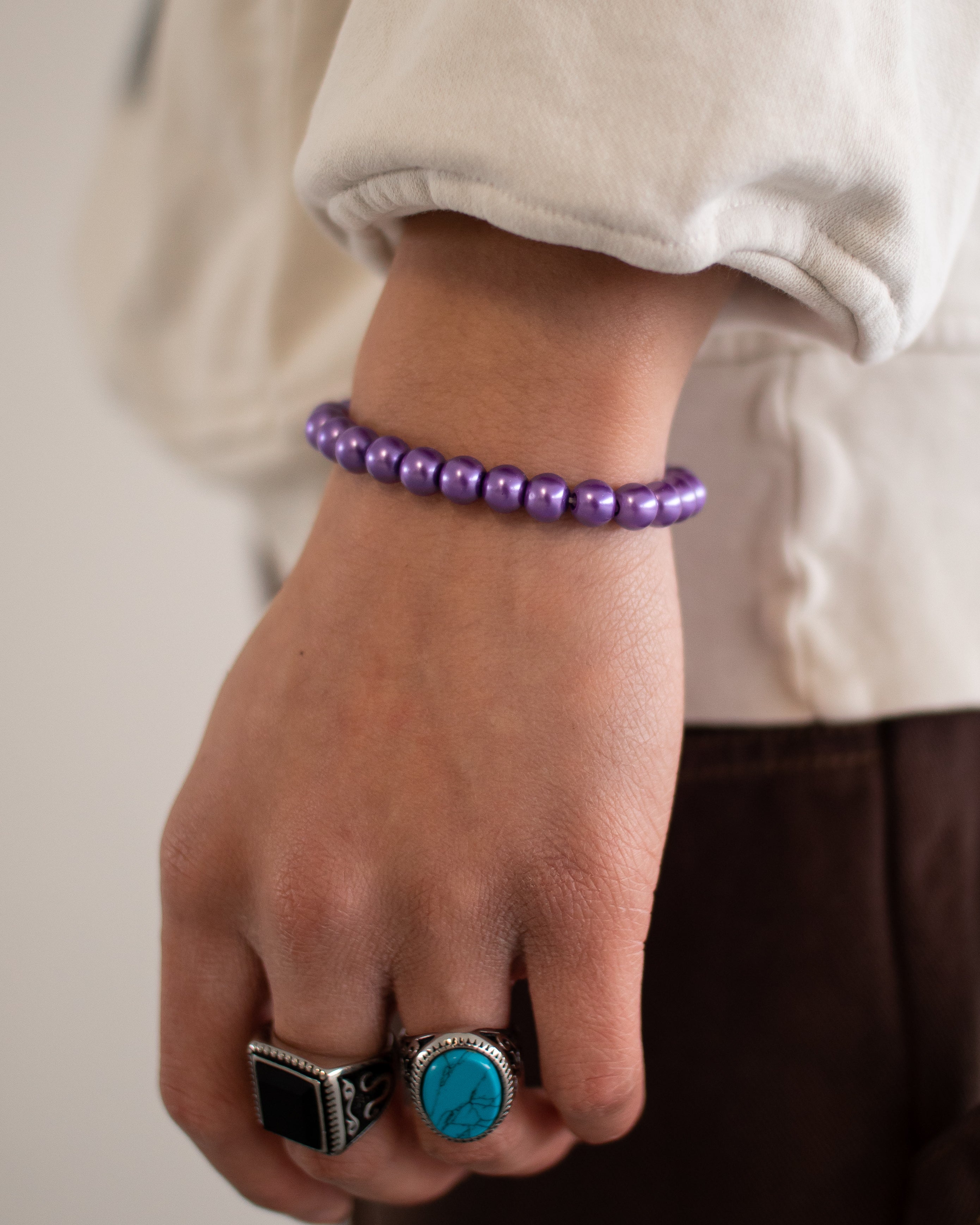 Beaded Bracelet Caviar Purple 