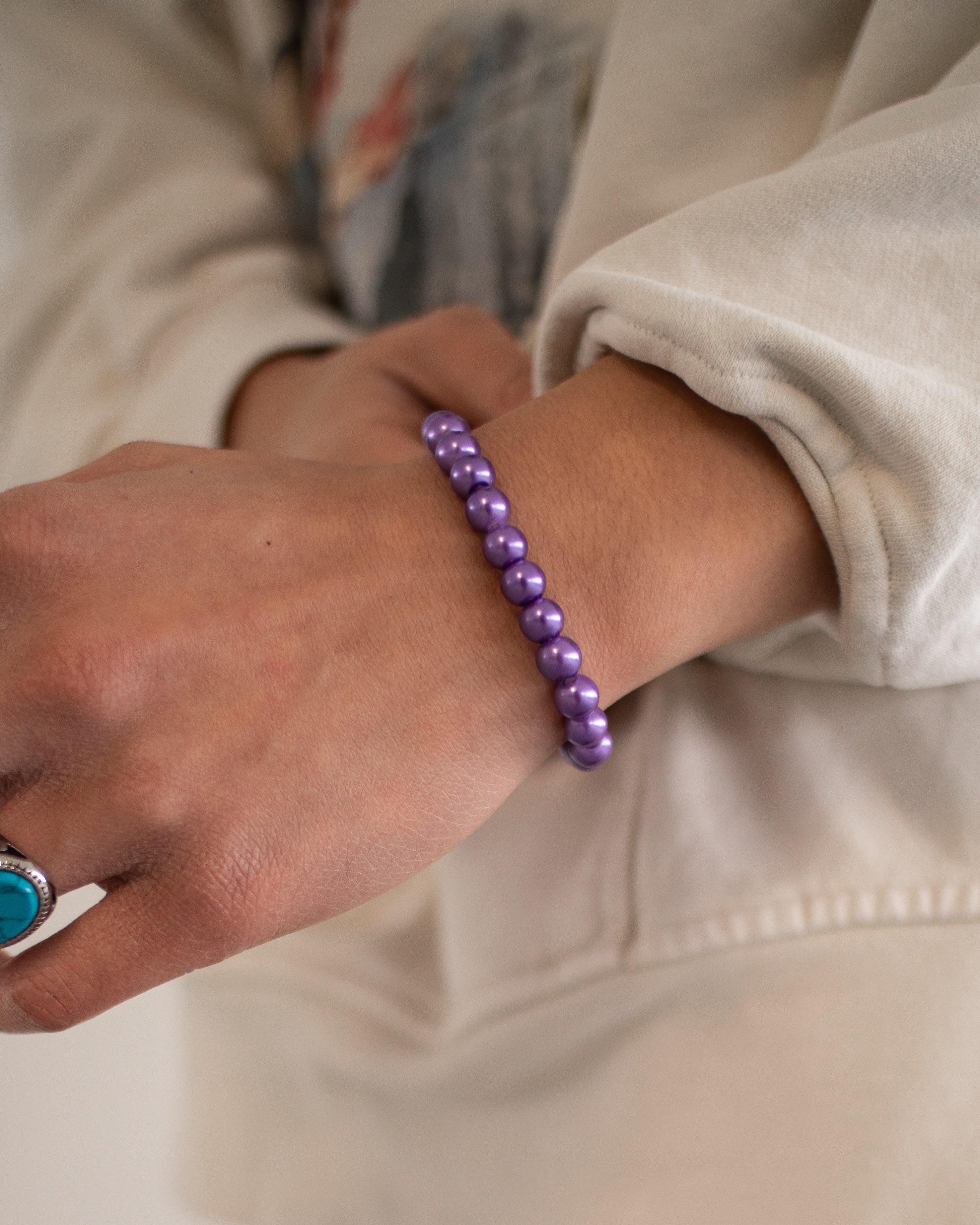 Beaded Bracelet Caviar Purple 