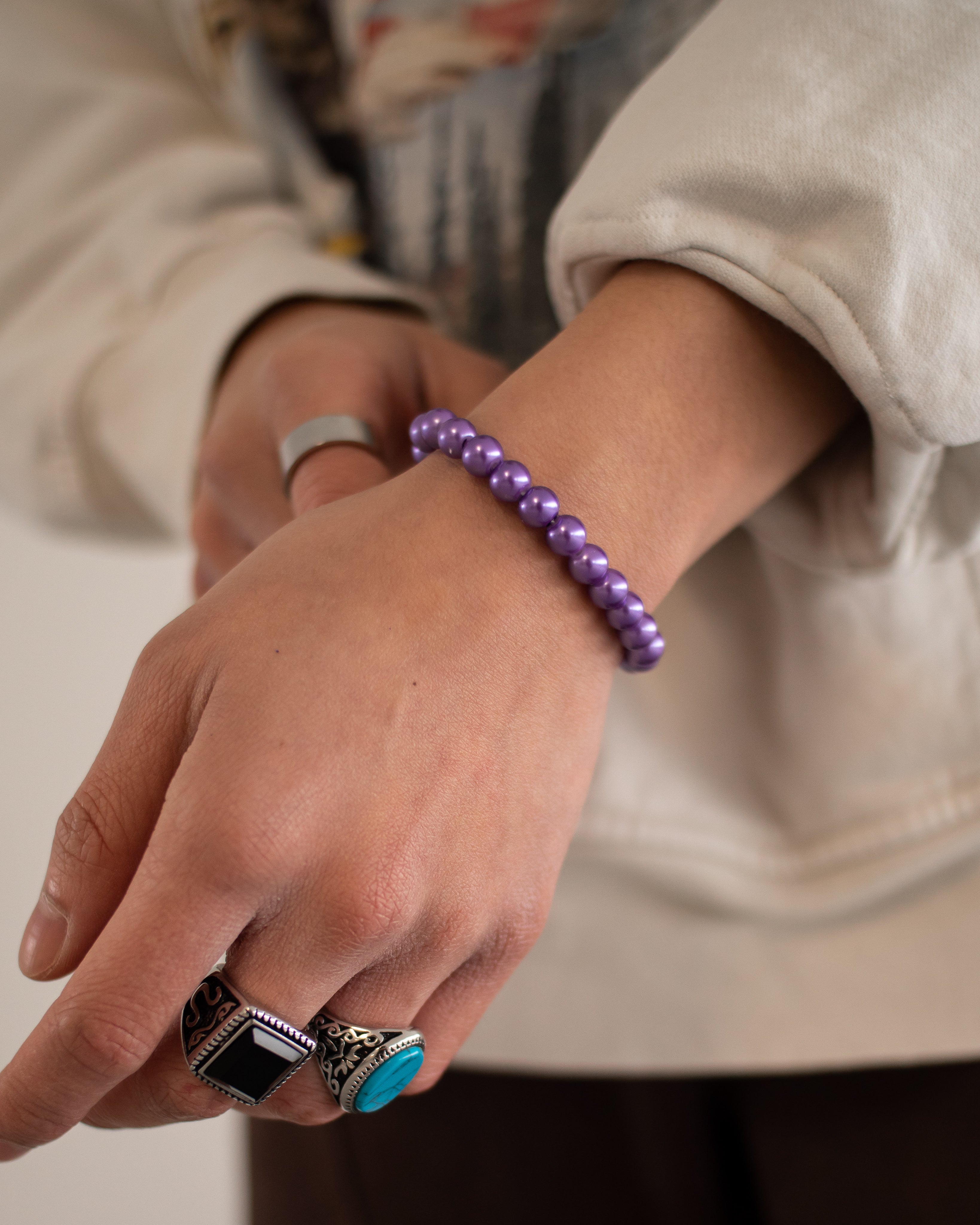 Beaded Bracelet Caviar Purple 